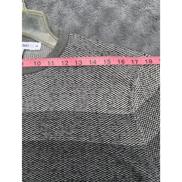 Calvin Klein Men’s Black Gray Striped Knit Pullover Sweater Sz L NWT 100% Cotton - Picture 4 of 15